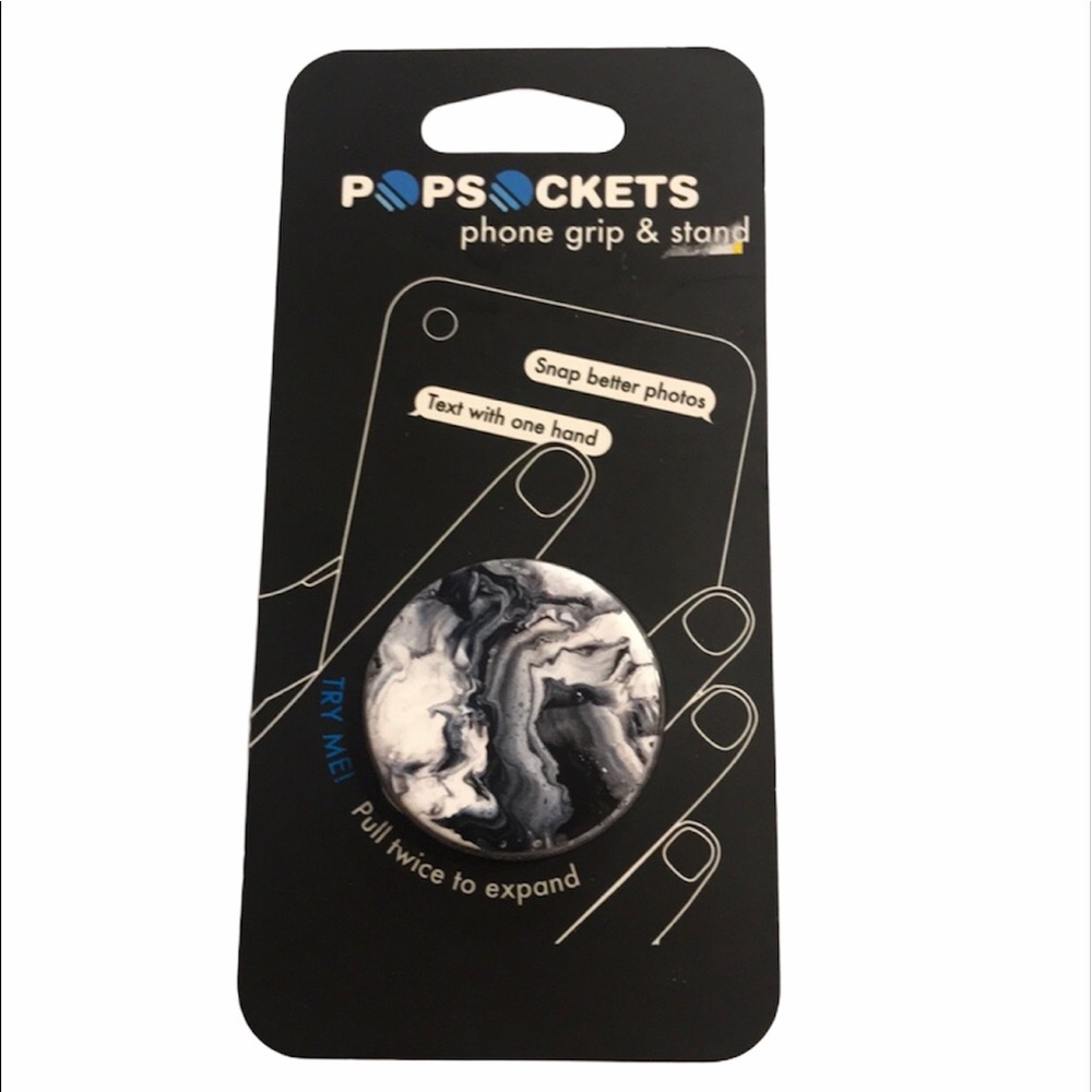 PopSockets Ghost Marble PopSocket Black White